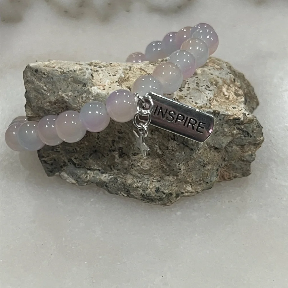 Pastel Beaded Bracelet with Silver Charm